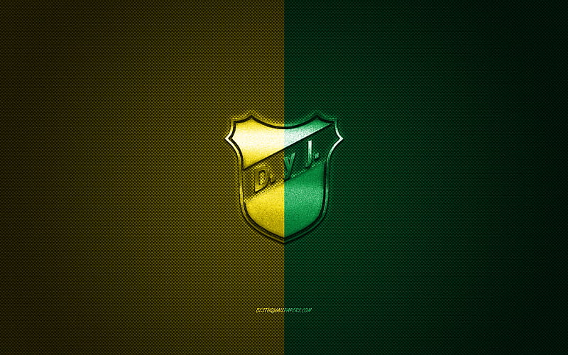 Defensa y Justicia, Argentinean football club, Argentine Primera Division, green-yellow logo, green-yellow carbon fiber background, football, Florencio Varela, Argentina, Defensa y Justicia logo, HD wallpaper