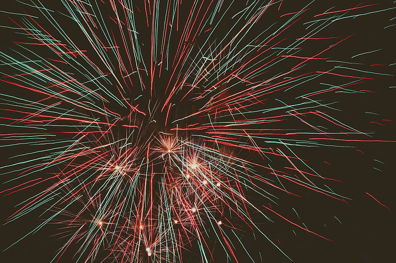 fireworks, salute, sparks, colorful, night, darkness, HD wallpaper
