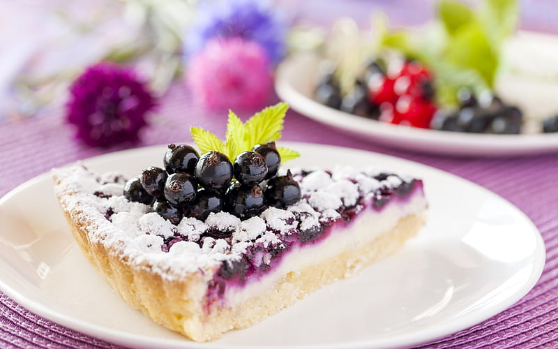 Pie with berries, cheesecake, cake, currant, dessert, cake with currant, HD wallpaper