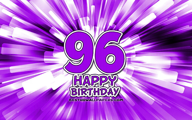 Happy 96th birtay violet abstract rays, Birtay Party, creative, Happy 96 Years Birtay, 96th Birtay Party, 96th Happy Birtay, cartoon art, Birtay concept, 96th Birtay, HD wallpaper