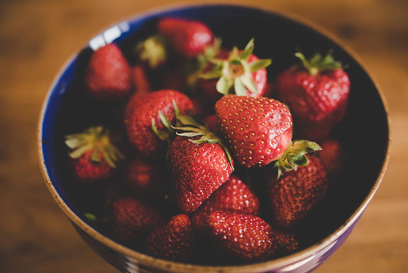 strawberry, berries, red, ripe, bowl, HD wallpaper