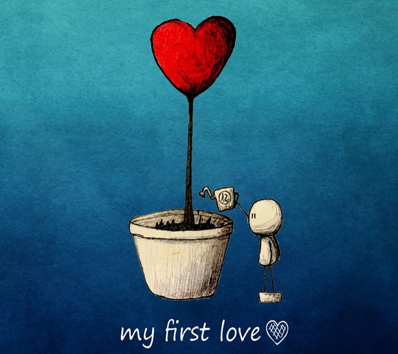 First Love, cool, cute, emo, first, grow, heart, love, nice, plant, sweet, HD wallpaper