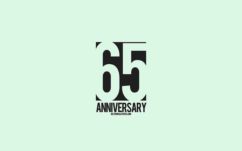 65th Anniversary sign, minimalism style, blue background, creative art, 65 years anniversary, typography, 65th Anniversary, HD wallpaper