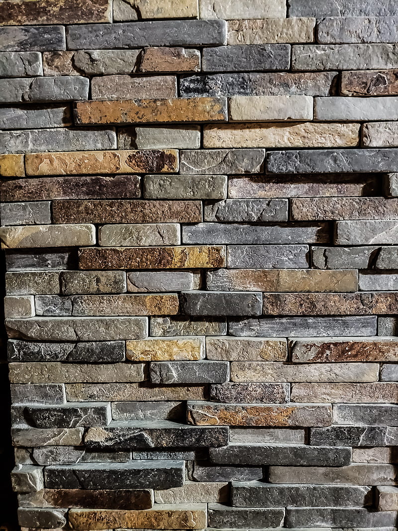 Tile, back splash, brown, pattern, wall, rock, stone, 2018, art, stones, HD phone wallpaper