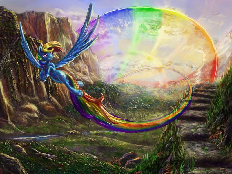 Sonic Rainboom, My Little Pony, Friendship is Magic, Rainbow Dash, Painting, HD wallpaper