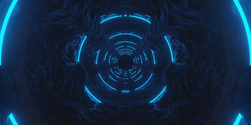 Abstract, Tunnel, 3D, Blue, HD wallpaper