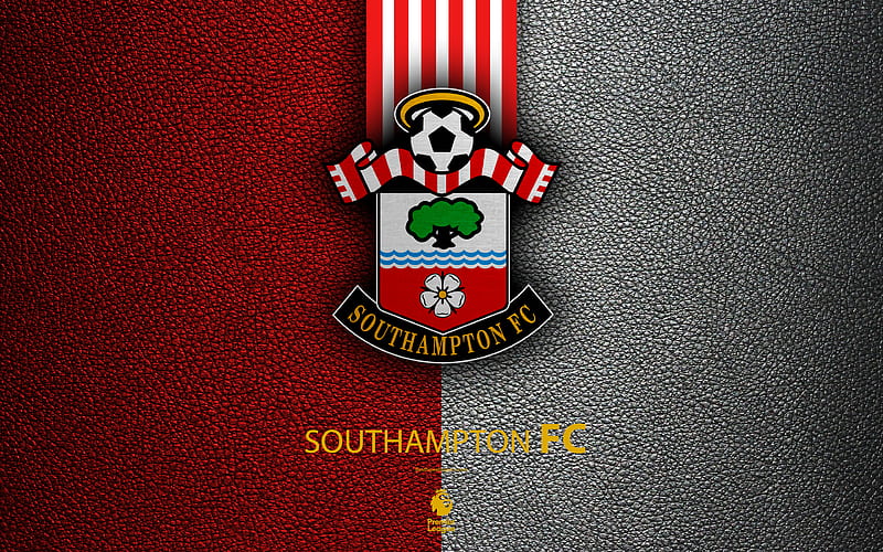 Southampton FC English football club, leather texture, Premier League, logo, emblem, Southampton, England, United Kingdom, football, HD wallpaper