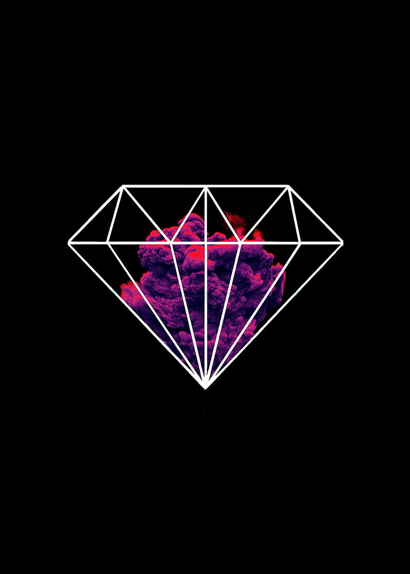 Diamond , black, colors, geometry, neon, pink, HD phone wallpaper