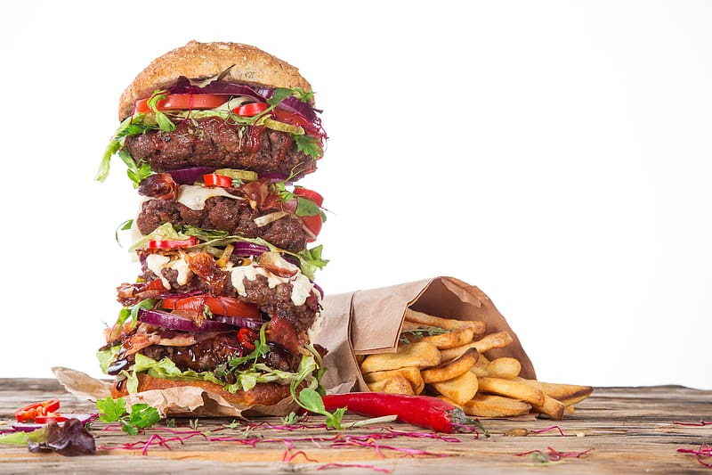 Food, Pepper, Still Life, Burger, French Fries, HD wallpaper