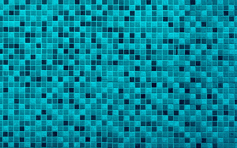 blue mosaic texture, geometric texture, blue mosaic background, creative blue backgrounds, squares texture, HD wallpaper