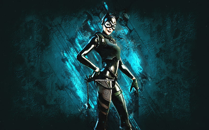 Fortnite Catwoman Zero Skin, Fortnite, main characters, blue stone background, Catwoman Zero, Fortnite skins, Catwoman Zero Skin, Catwoman Zero Fortnite, Fortnite characters, HD wallpaper