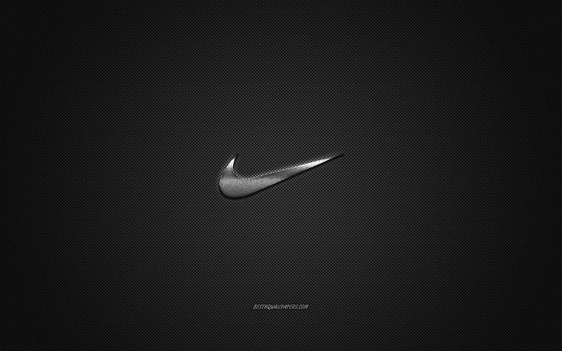 Nike logo, metal emblem, apparel brand, black carbon texture, global apparel brands, Nike, fashion concept, Nike emblem, Just do it, HD wallpaper