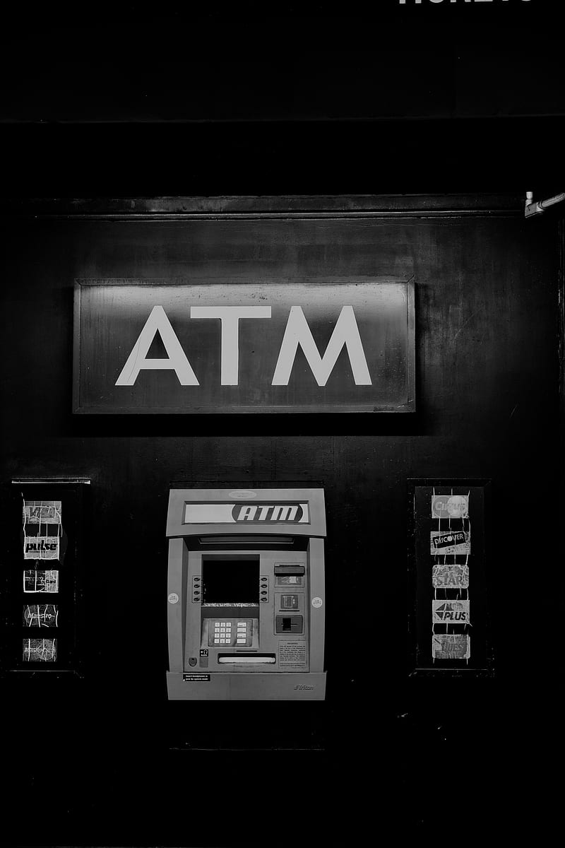 grayscale of ATM machine, HD phone wallpaper