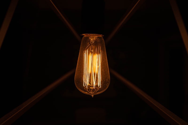 light bulb, dark, light, glow, electricity, HD wallpaper