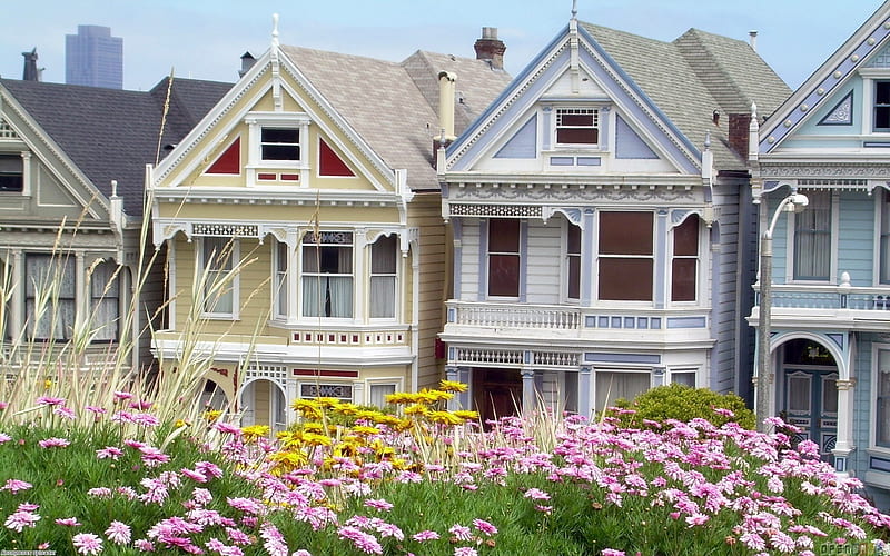 Victorian Sisters Houses Alamo Square, Houses, Two, Victorian, Sisters, HD wallpaper