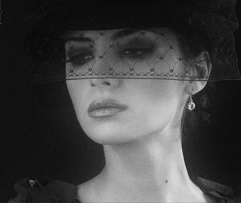 Aristocratic by Chanel, haute couture, model, veil, charm, hat, HD wallpaper