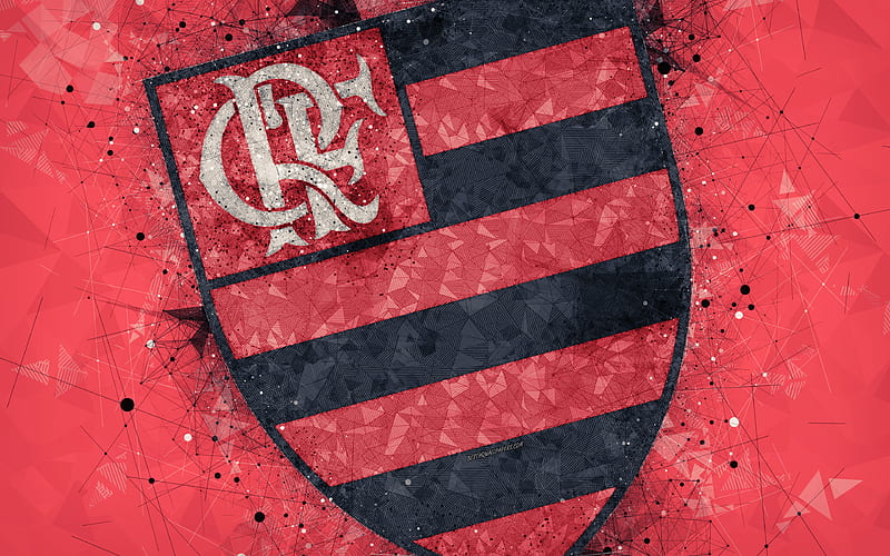CR Flamengo creative geometric art, logo, emblem, Brazilian football club, art, red abstract background, Serie A, Rio de Janeiro, Brazil, football, Campeonato Brasileiro Serie A, Flamengo RJ FC, HD wallpaper