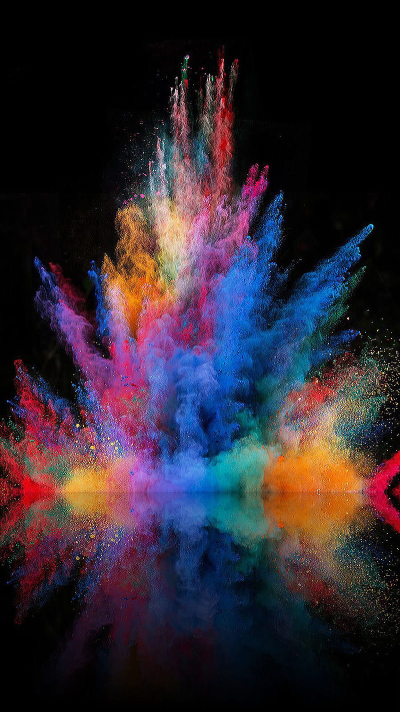 colorful explosion, color, desenho, explosion, reflection, HD phone wallpaper