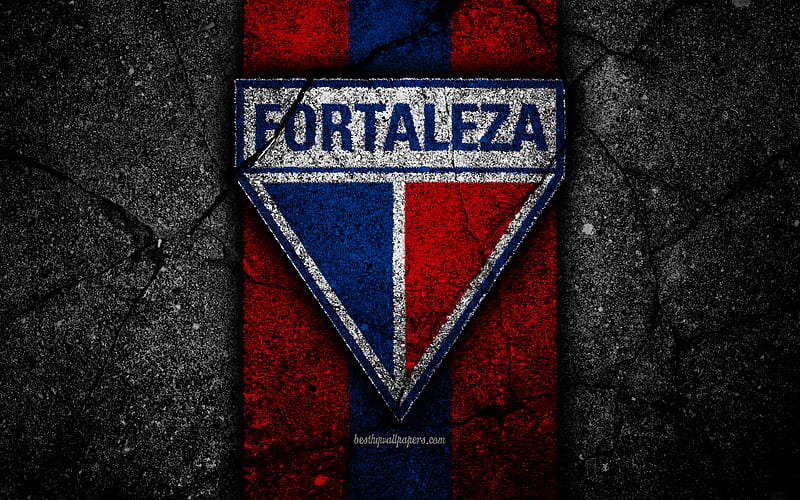 Fortaleza FC logo, football, Serie B, red and blue lines, soccer, Brazil, asphalt texture, Fortaleza logo, Fortaleza EC, Brazilian football club, HD wallpaper