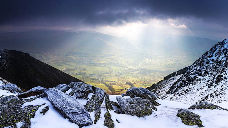 St. John's in the Vale, Cumbria, England, Cumbria, Mountains, Snow, Valley, England, HD wallpaper