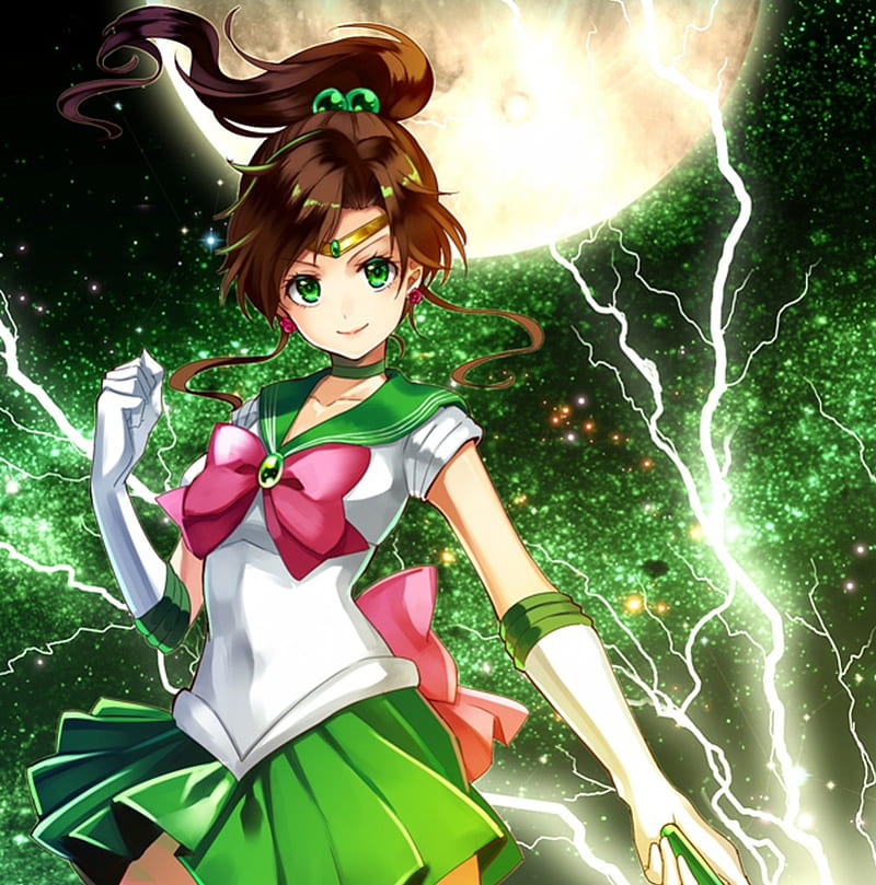 HD wallpaper girl green lightning form sailor jupiter Bishoujo senshi  sailor moon  Wallpaper Flare