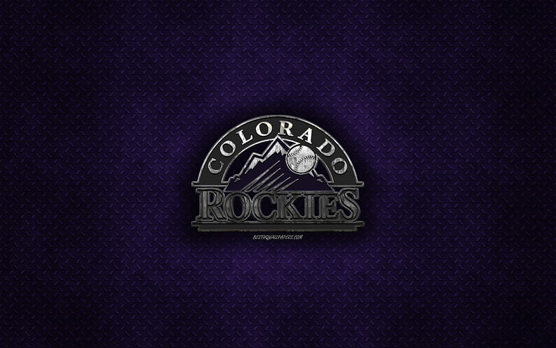 Colorado Rockies, American baseball club, purple metal texture, metal logo, emblem, MLB, Denver, Colorado, USA, Major League Baseball, creative art, baseball, HD wallpaper