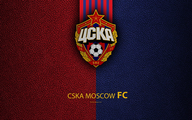 CSKA Moscow FC logo, Russian football club, CSKA, leather texture, Russian Premier League, football, Moscow, Russia, HD wallpaper