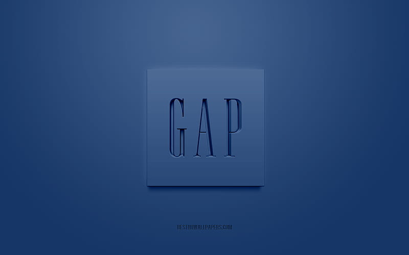 Gap logo, blue background, Gap 3d logo, 3d art, Gap, brands logo, blue 3d Gap logo, HD wallpaper