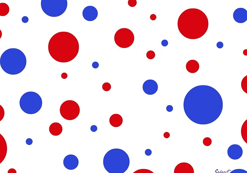 Dots, red, dot, texture, by cehenot, white, abstract, blue, HD wallpaper