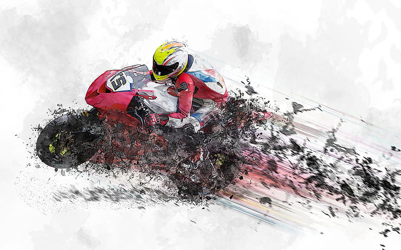MotoGP abstract art, rider, motorcycle racing, HD wallpaper