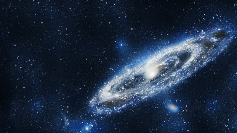 Glistening White And Blue Galaxy With Background Of Black Sky Galaxy, HD wallpaper