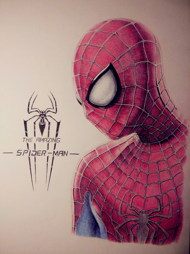 Simac Nerbo, ArtStation, pencil drawing, fan art, digital painting, artwork, white background, red, The Amazing Spider-Man, HD phone wallpaper
