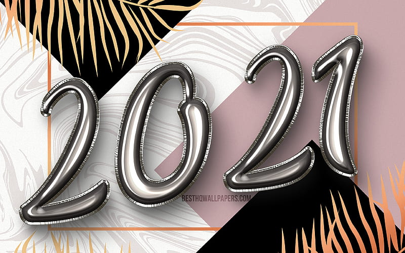 Happy New Year 2021, gray balloons digits, 2021 gray digits, 2021 concepts, 2021 new year, 2021 on colorful background, 2021 year digits, HD wallpaper