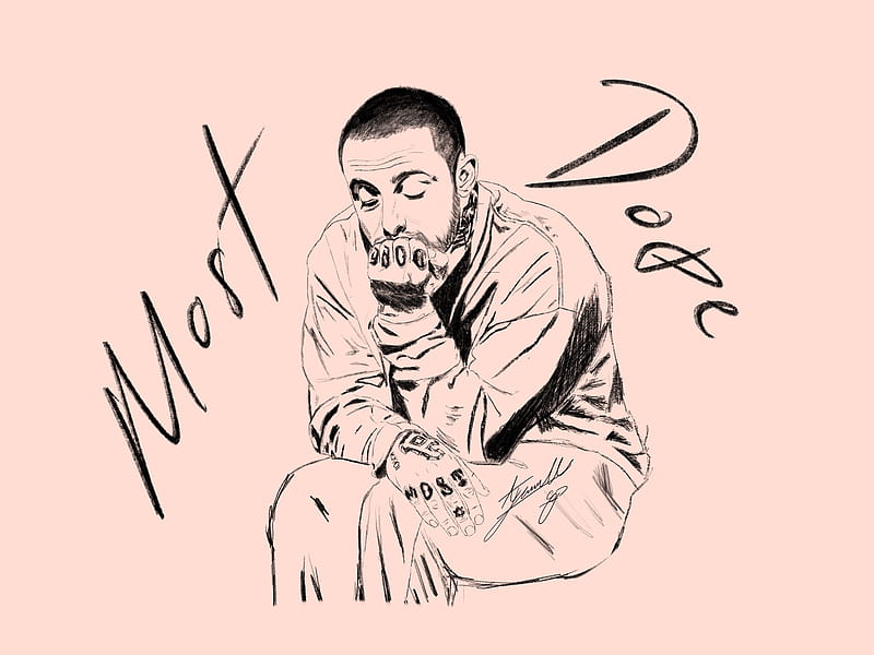 Mac Miller hiphop, artist, drawing, hip, hop, mac miller, music, rap, HD wallpaper