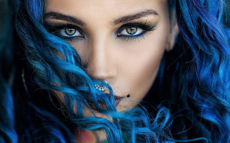 1080p Free Download Blue Haired Women Model Blue Haired Women Hd Wallpaper Peakpx