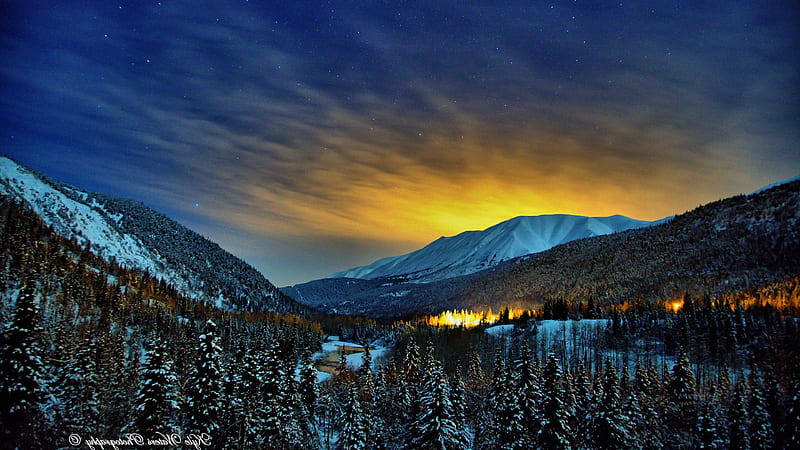 Alaska Winter Nights, nature, winter, nights, HD wallpaper