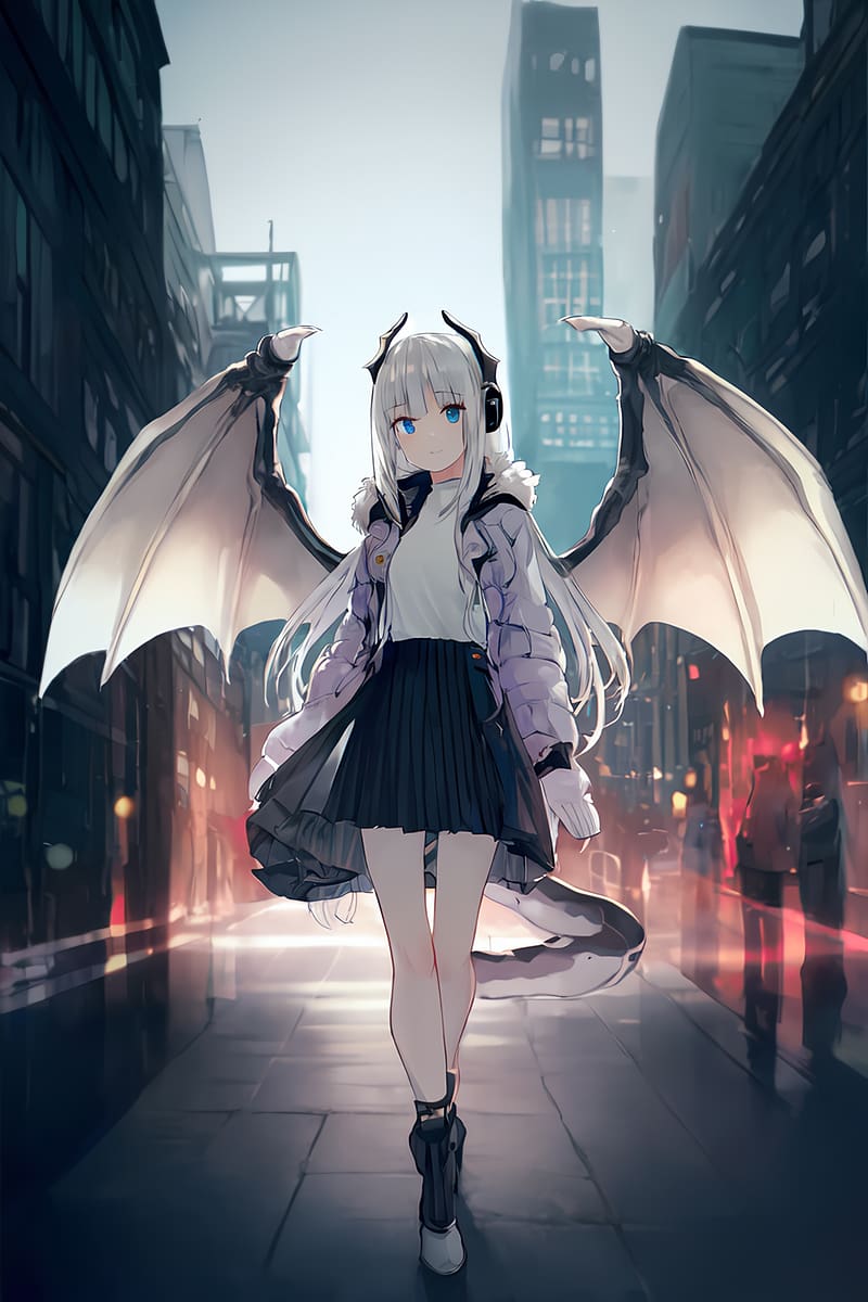 hundred sad angry anime girls with wings flying over | Stable Diffusion