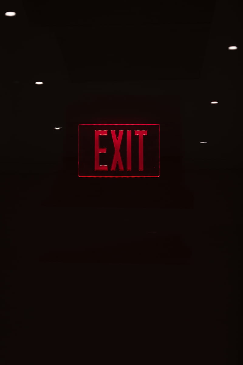 exit, sign, inscription, red, dark, HD phone wallpaper
