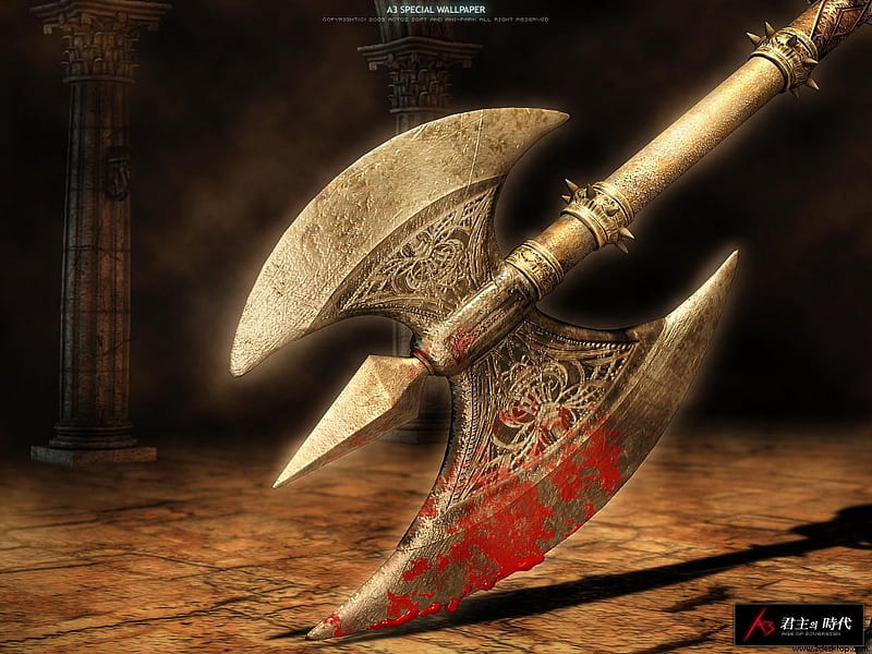 Axe, bloody, bloody axe, digital axe, weapon, blood, HD wallpaper