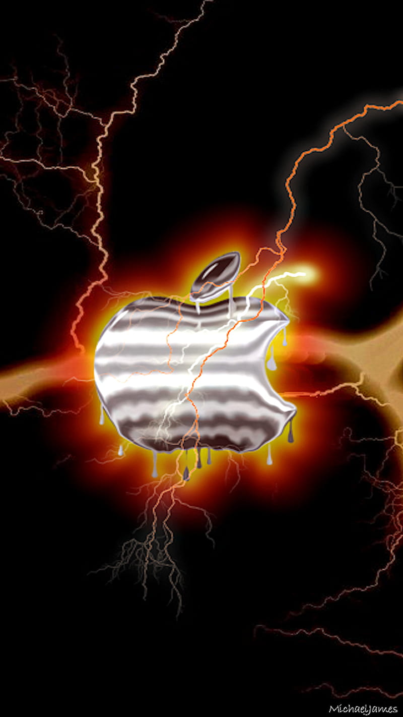 Apple Red Lightning Apple Lightning Logo Melting Metal Hd Mobile Wallpaper Peakpx