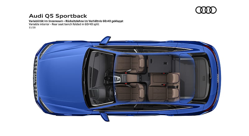 2021 Audi Q5 Sportback - Variable interior - rear seat bench folded in 60/40 split , car, HD wallpaper