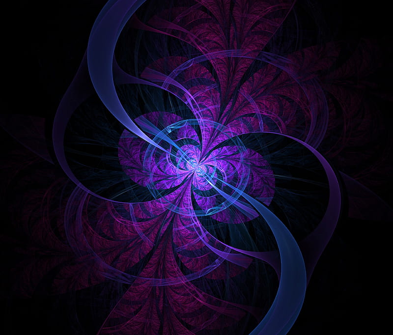 fractal, lines, circles, scattering, purple, dark, HD wallpaper