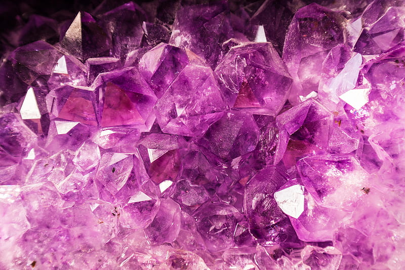Gemstone close, amethyst, diamond, diamonds, gem, mineral, pink, stone, HD wallpaper