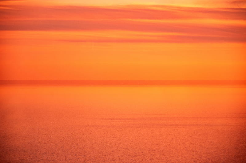 sea, sunset, sky, glare, pink, HD wallpaper