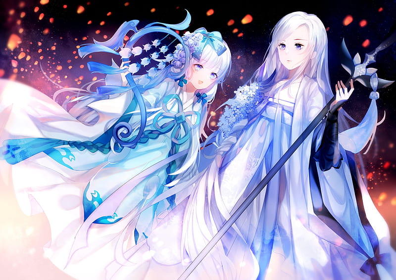 :-), girl, yu jiu, anime, manga, kimono, blue, couple, HD wallpaper :-), girl, yu jiu, anime, manga, kimono, blue, couple, HD wallpaper