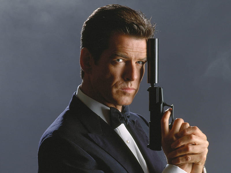 Pierce Brosnan, male, gun, nice eyes, sexy, 007, elegant, actor, HD wallpaper