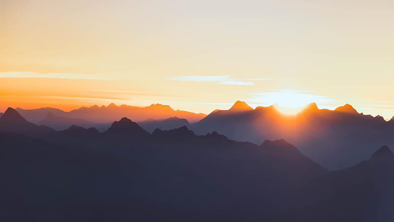 Mountain Range Peak , mountains, nature, morning, sunset, sunrise, HD wallpaper