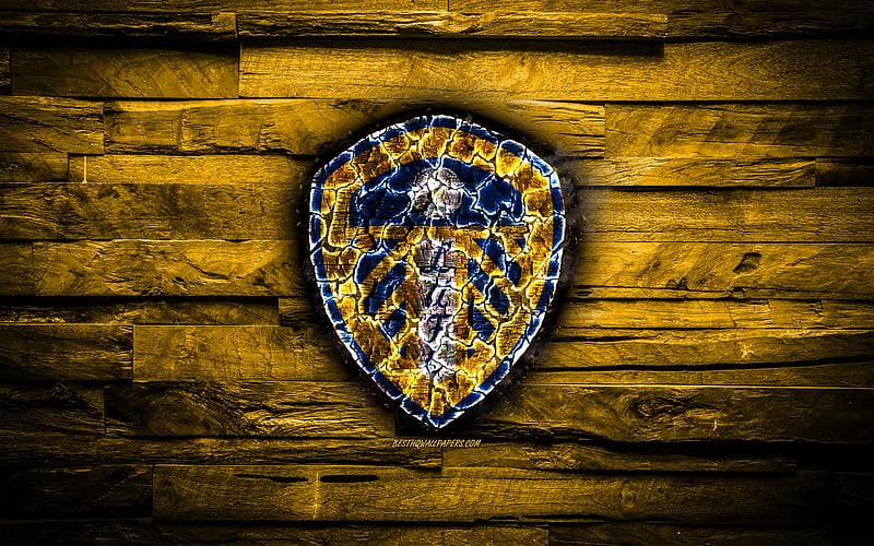 Leeds United FC, yellow wooden background, England, burning logo, Championship, english football club, grunge, Leeds United logo, football, soccer, wooden texture, HD wallpaper