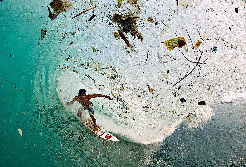Pollution in our Oceans, Ocean, Surfer, Garbage, Pollution, HD wallpaper