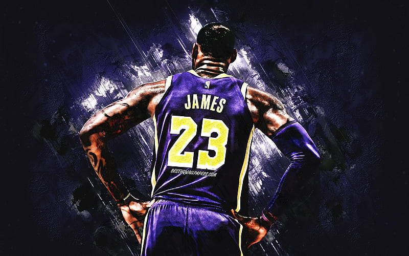 LeBron James, Los Angeles Lakers, American basketball player, the NBA, USA,  purple stone background, HD wallpaper | Peakpx